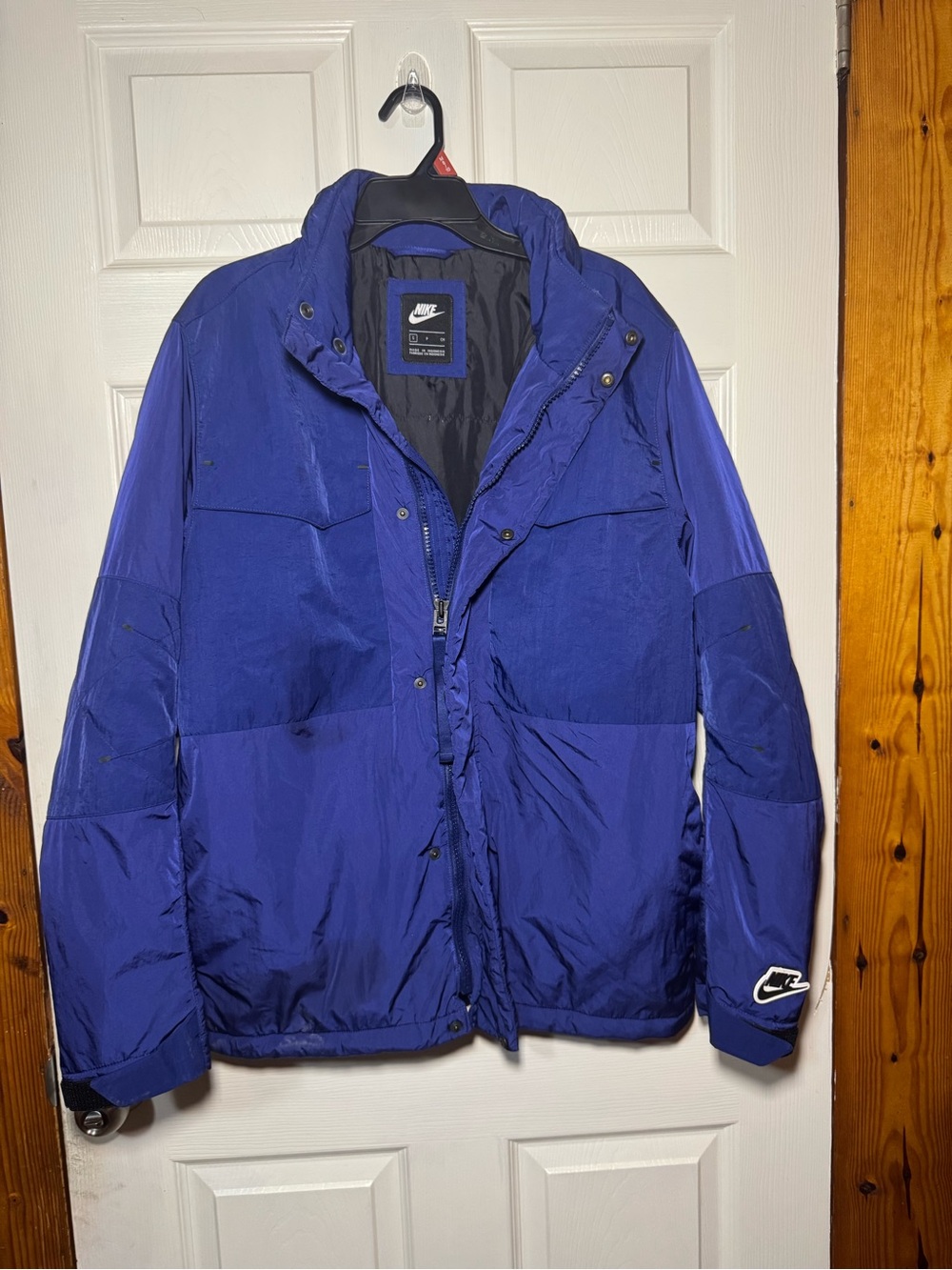 Vintage Nike Royal Blue Puffer Jacket with Logo Cuff